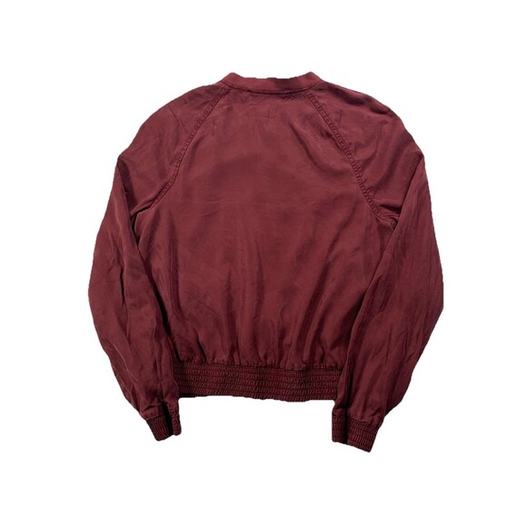 American Eagle Women’s Fall Spring Jacket Chambray Zip Pockets Burgundy Size M - Picture 2 of 7